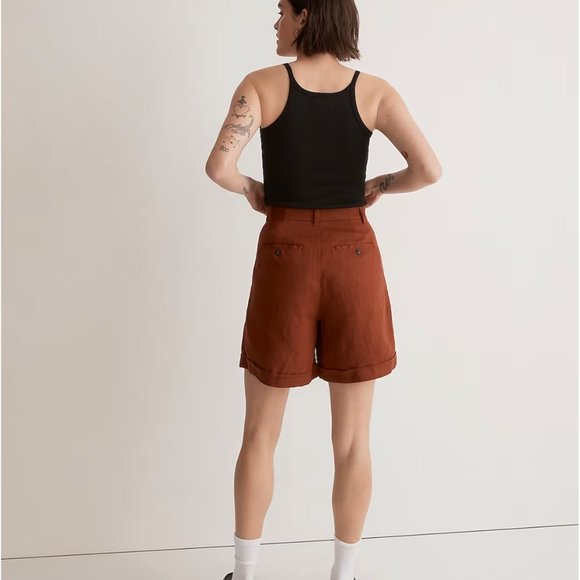 Madewell Harlow Short Linen Dusty Redwood 4 6 - Picture 5 of 7